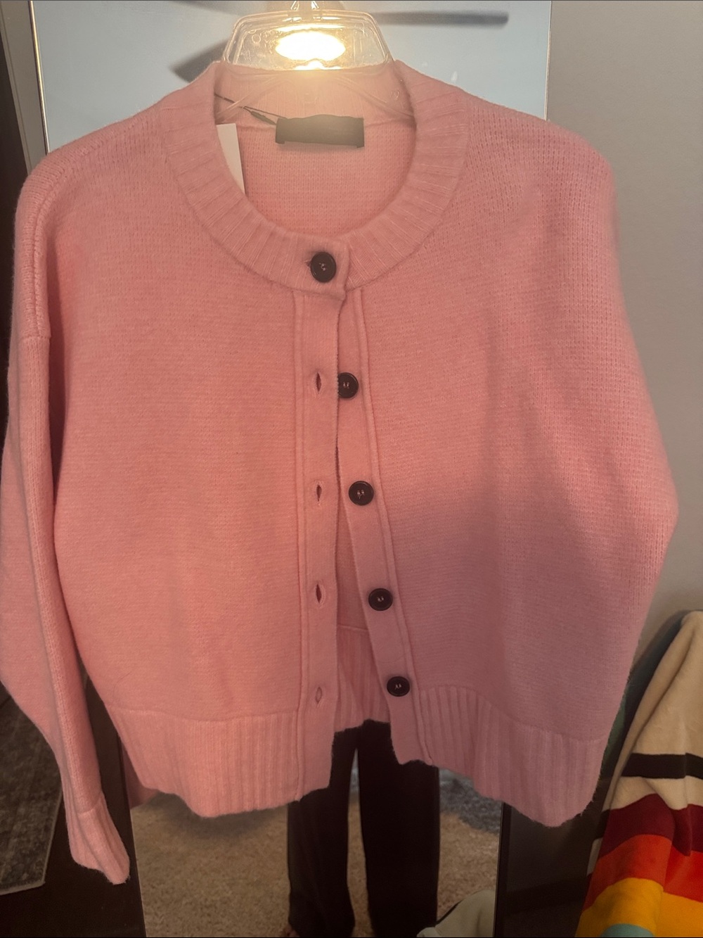 Zara Soft Pink Button-Up Knit Cardigan